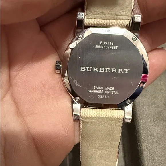 Burberry Silver Watch with Checkered Strap - Picture 3 of 4
